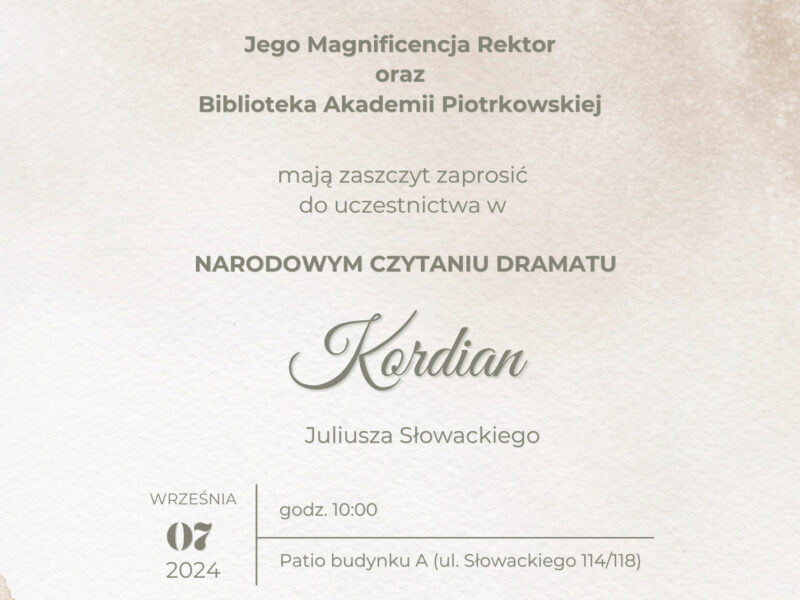 Zdjęcie prezentujące - „Kordian” Juliusza Słowackiego w 13. edycji Narodowego Czytania