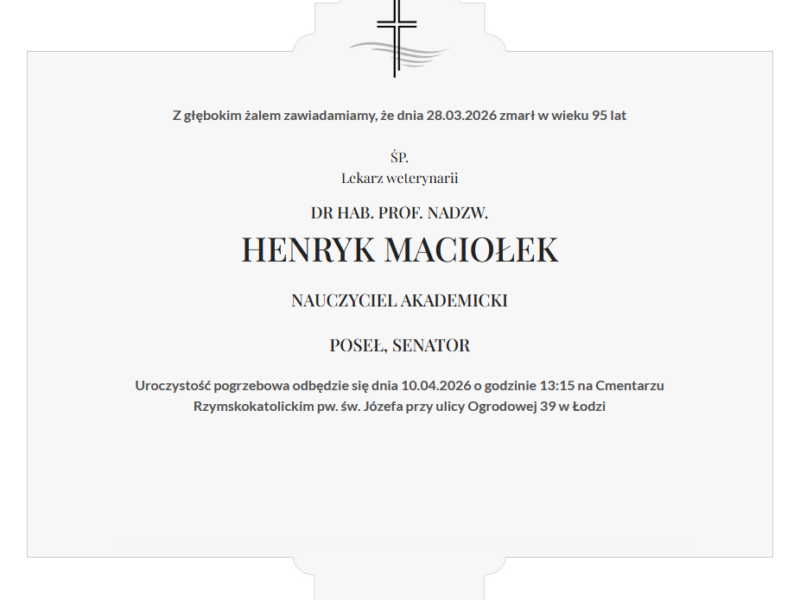 Zdjęcie prezentujące - Z głębokim smutkiem przyjęliśmy wiadomość o śmierci dr. hab. prof. nadzw. Henryka Maciołka